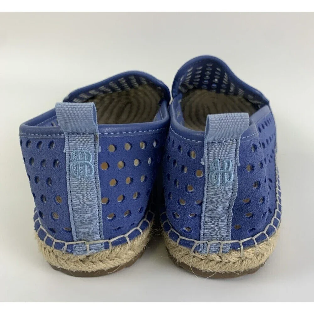 Bill Blass Sutton Espadrille Perforated Loafer Blue Soft Suede Slip On‎ Womens 8